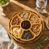 Bamboo petal-shaped compartments plate, household kitchen storage wooden plate, tableware organization plate details Picture